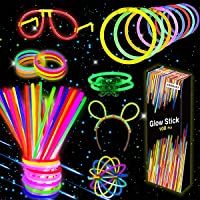 Los mejores  - Kimimara Barras Luminosas- 100 Palos Luminosos con 122 Conectores para Pulseras y Pelotas- Iluminación para Juguetes…